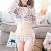 Floral Off Shoulder string semi-sheer sexy Lingerie - Image 6