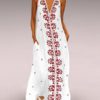 Floral Print V-neck Sleeveless Plus Size Maxi Dress