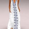Floral Print V-neck Sleeveless Plus Size Maxi Dress - Image 2