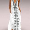 Floral Print V-neck Sleeveless Plus Size Maxi Dress - Image 3