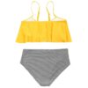 Flounce Spaghetti Strap Striped Bikini Set - Image 2