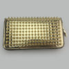 Gold Women's Wallet Genuine Leather Accordion Zip Rivet Clutch