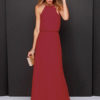 Chiffon Dress Halter Cut Out Sleeveless Pleated Women's Maxi Dress - Image 5