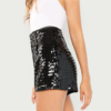Highstreet Party Sequin Mid Waist Zipper Fly Solid Shorts - Image 2