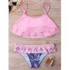 Hollow Out Leaf Printed Bikini Set