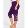Lace Panel Plus Size Capri Skinny Leggings - Image 11