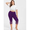 Lace Panel Plus Size Capri Skinny Leggings - Image 13