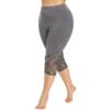 Lace Panel Plus Size Capri Skinny Leggings - Image 14
