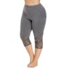 Lace Panel Plus Size Capri Skinny Leggings - Image 15