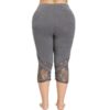 Lace Panel Plus Size Capri Skinny Leggings - Image 19