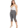 Lace Panel Plus Size Capri Skinny Leggings - Image 20