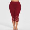 Lace Panel Plus Size Capri Skinny Leggings - Image 3