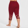 Lace Panel Plus Size Capri Skinny Leggings - Image 6