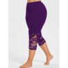 Lace Panel Plus Size Capri Skinny Leggings - Image 10