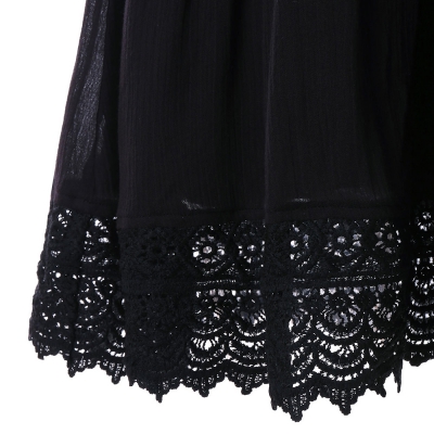 Women Lace Trim Backless Mini Dress - Image 3