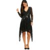 Lace Trim Crescent Hem Gothic Dress