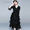 Ladies stars Print sexy fashion long mesh party dress