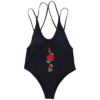 One Piece Flower Embroidery High Cut Swimwear