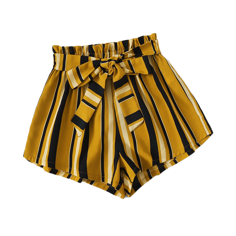 Elastic Waist Shorts Boho Ginger High Waist Culottes Shorts - Image 3