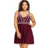 Plus Size Color Blocking Halter One Piece Swimwear