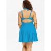 Plus Size Color Blocking Halter One Piece Swimwear - Image 14