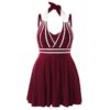 Plus Size Color Blocking Halter One Piece Swimwear - Image 4