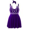 Plus Size Color Blocking Halter One Piece Swimwear - Image 9
