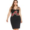 Plus Size Embroidered Mesh Insert Bodycon Dress