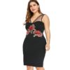 Plus Size Embroidered Mesh Insert Bodycon Dress - Image 3