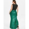 Plus Size Fish Scale Asymmetric Slit Surplice Dress - Image 4