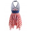 Women Plus Size Mesh Panel American Flag Tankini Set - Image 2