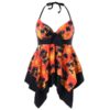 Plus Size Palm Print Handkerchief Tankini Set - Image 4