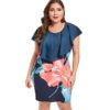Plus Size Ruffle Floral Print Bodycon Dress - Image 2