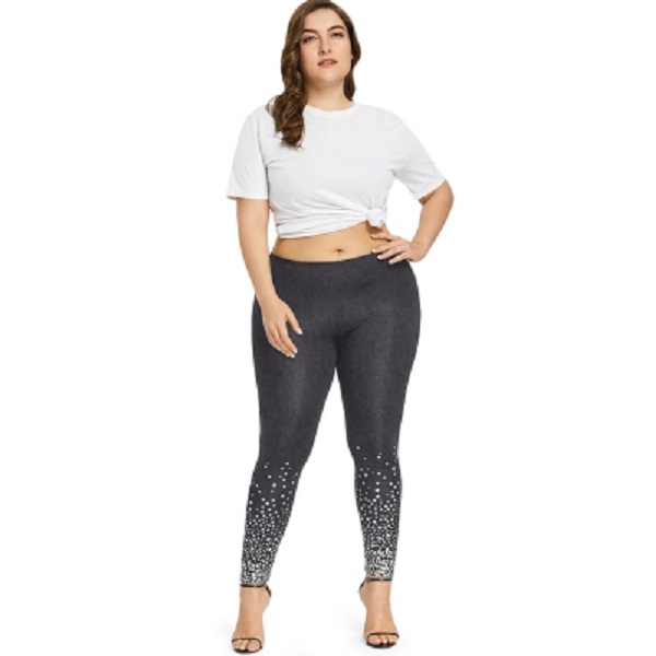 Plus Size Stars Print Leggings - Image 10