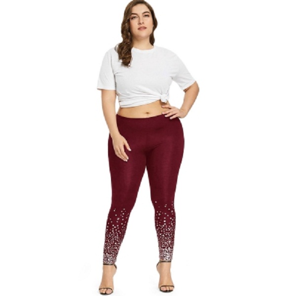 Plus Size Stars Print Leggings - Image 15
