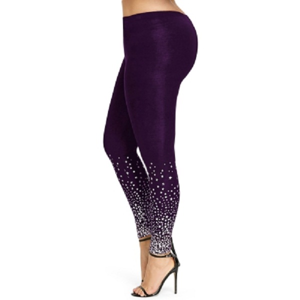 Plus Size Stars Print Leggings - Image 3