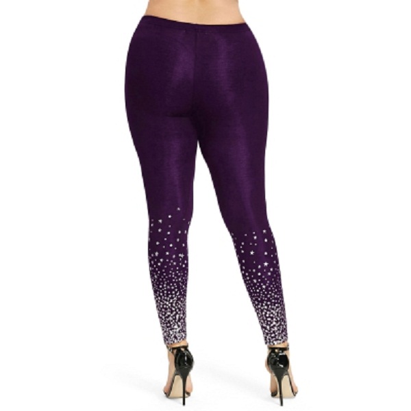 Plus Size Stars Print Leggings - Image 4