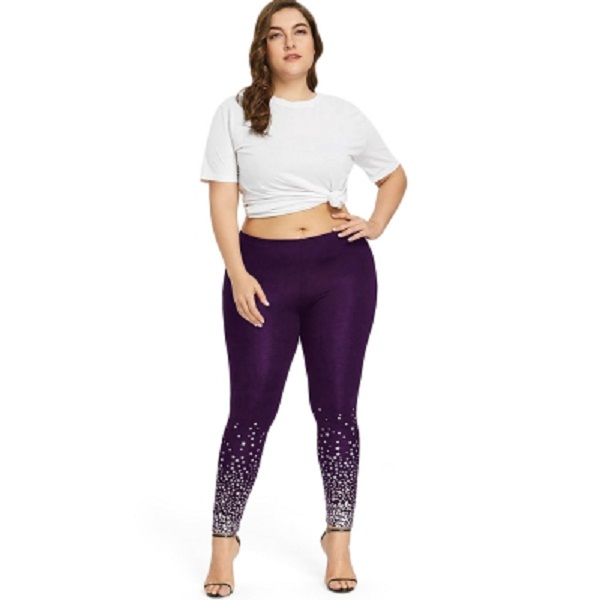 Plus Size Stars Print Leggings - Image 5