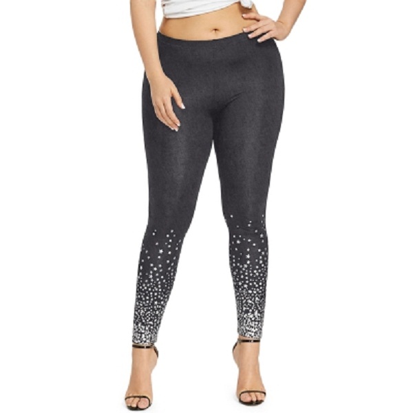 Plus Size Stars Print Leggings - Image 6
