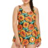 Plus Size Sunflower Print Tankini Set