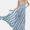 Print Vertical Striped Halter Maxi Holiday Dress - Image 6