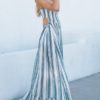 Print Vertical Striped Halter Maxi Holiday Dress - Image 5