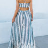 Print Vertical Striped Halter Maxi Holiday Dress - Image 3