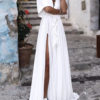 Pure Color V Neck High Split Hem Beach Long Maxi Dress