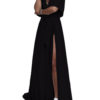 Pure Color V Neck High Split Hem Beach Long Maxi Dress - Image 2