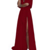 Pure Color V Neck High Split Hem Beach Long Maxi Dress - Image 3