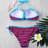 Push Up Stripe Bikini with Halter Neckline - Image 2