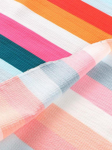 Rainbow Stripe Dress Sleeveless Plunging Backless Chiffon Dress - Image 8