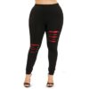 Ripped Plus Size Plaid Panel Leggings