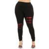 Ripped Plus Size Plaid Panel Leggings - Image 4